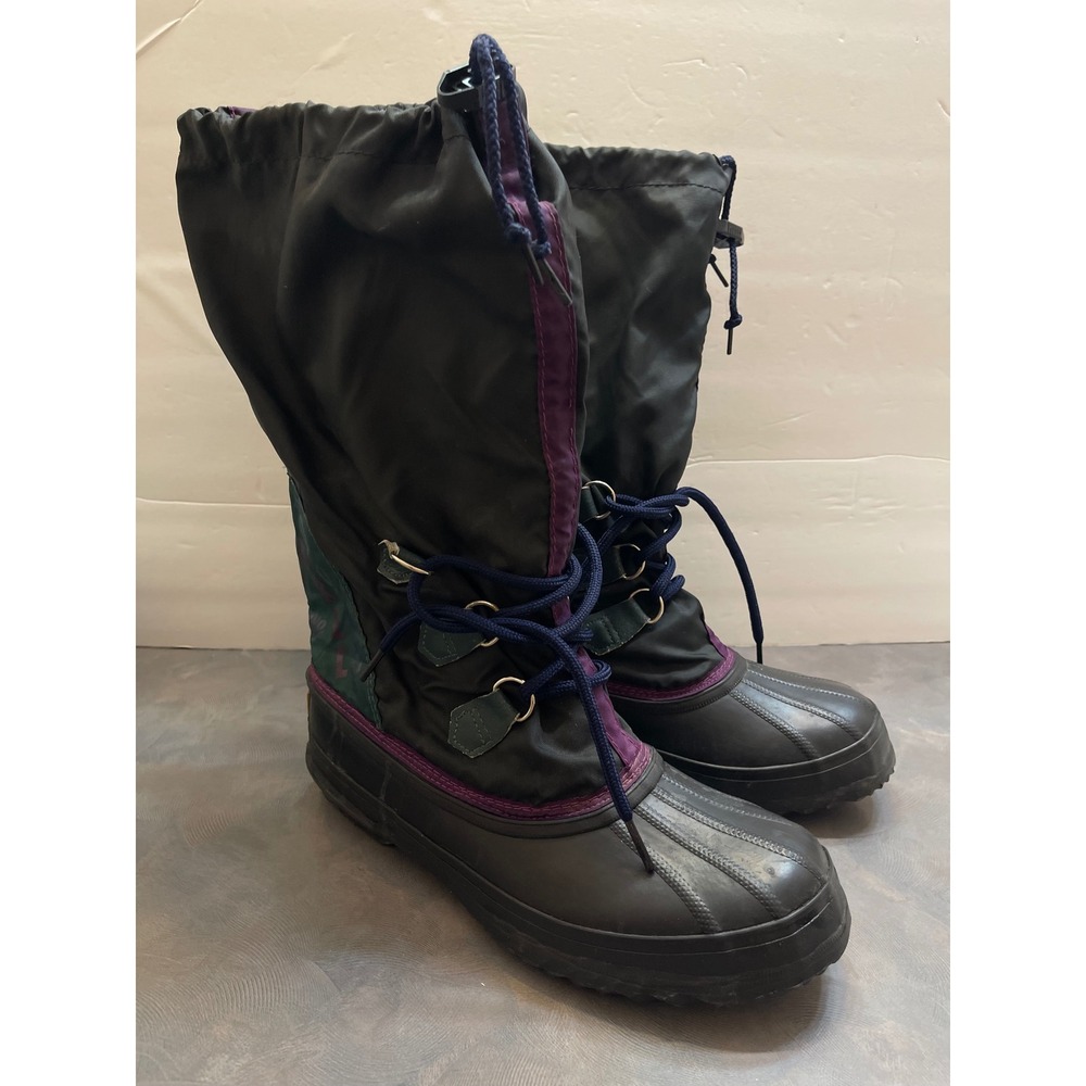 Sorel Freestyle Snow Boots Women 10 Black Purple Excellent Winer Utility Snow